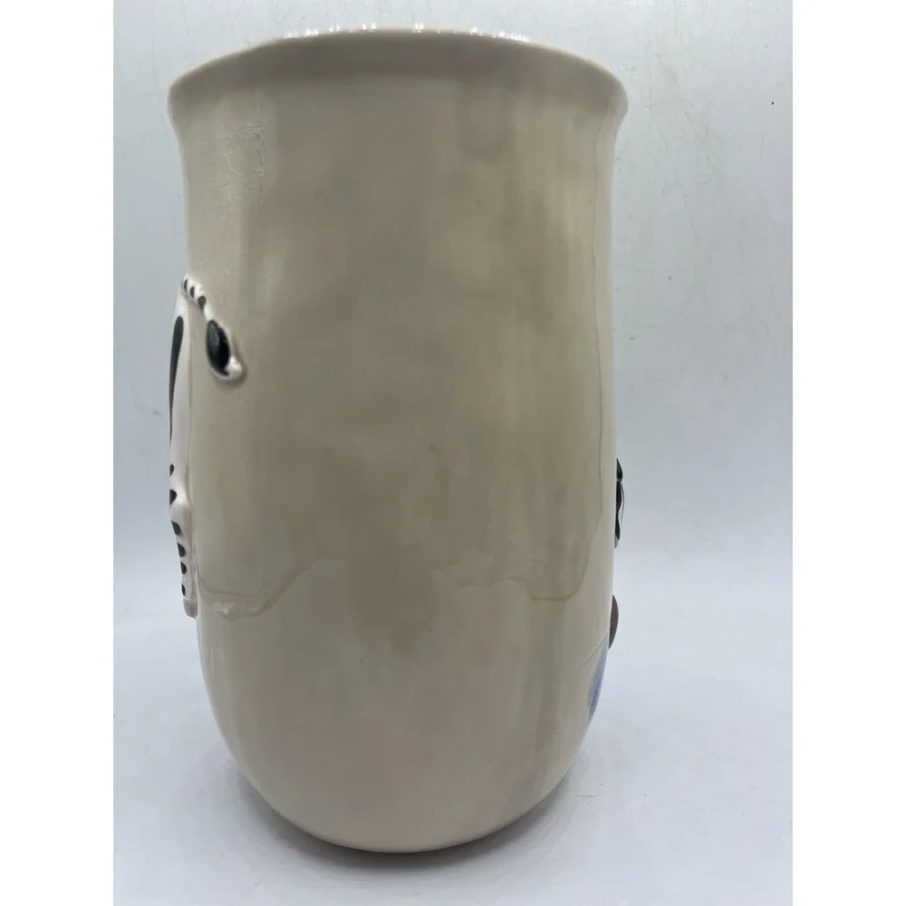 Vintage Quon Quon Japan Pottery Zebra Crocodile Vessel Hand Painted Ceramic Vase